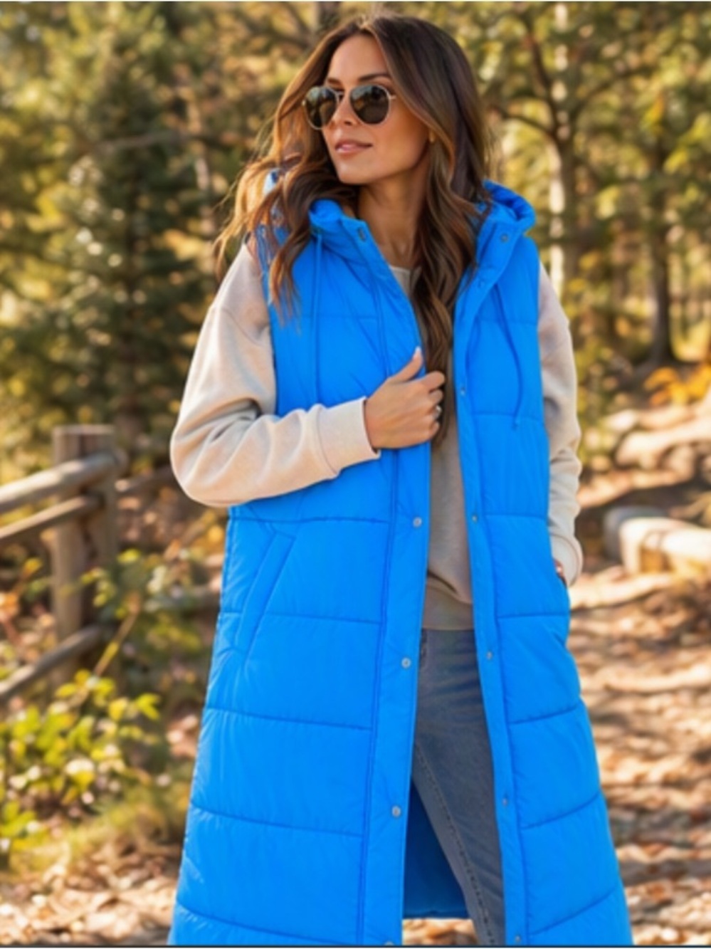 🎀🌷 Vibrant Blue Hooded Long Puffer Vest 🌷🎀 NWT